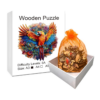 Drevené puzzle papagáj v tropickom lese