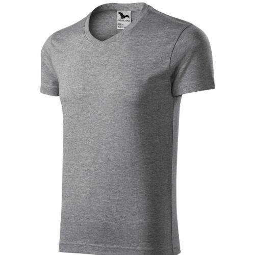 Slim Fit V-neck 146 - tmavosivý melír