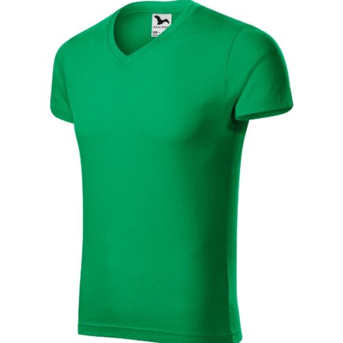 Slim Fit V-neck 146 - trávová zelená