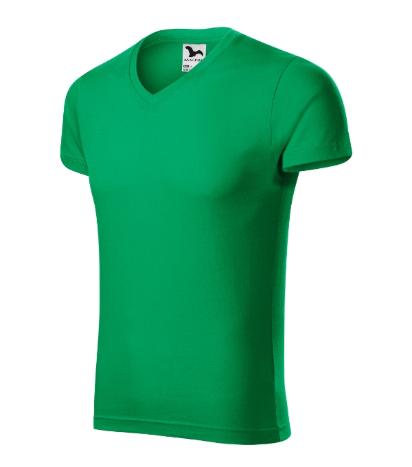 Slim Fit V-neck 146 - trávová zelená