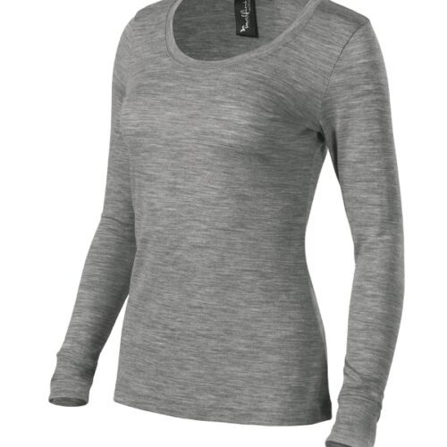 Tričko Merino Rise LS 160 - tmavosivý melír