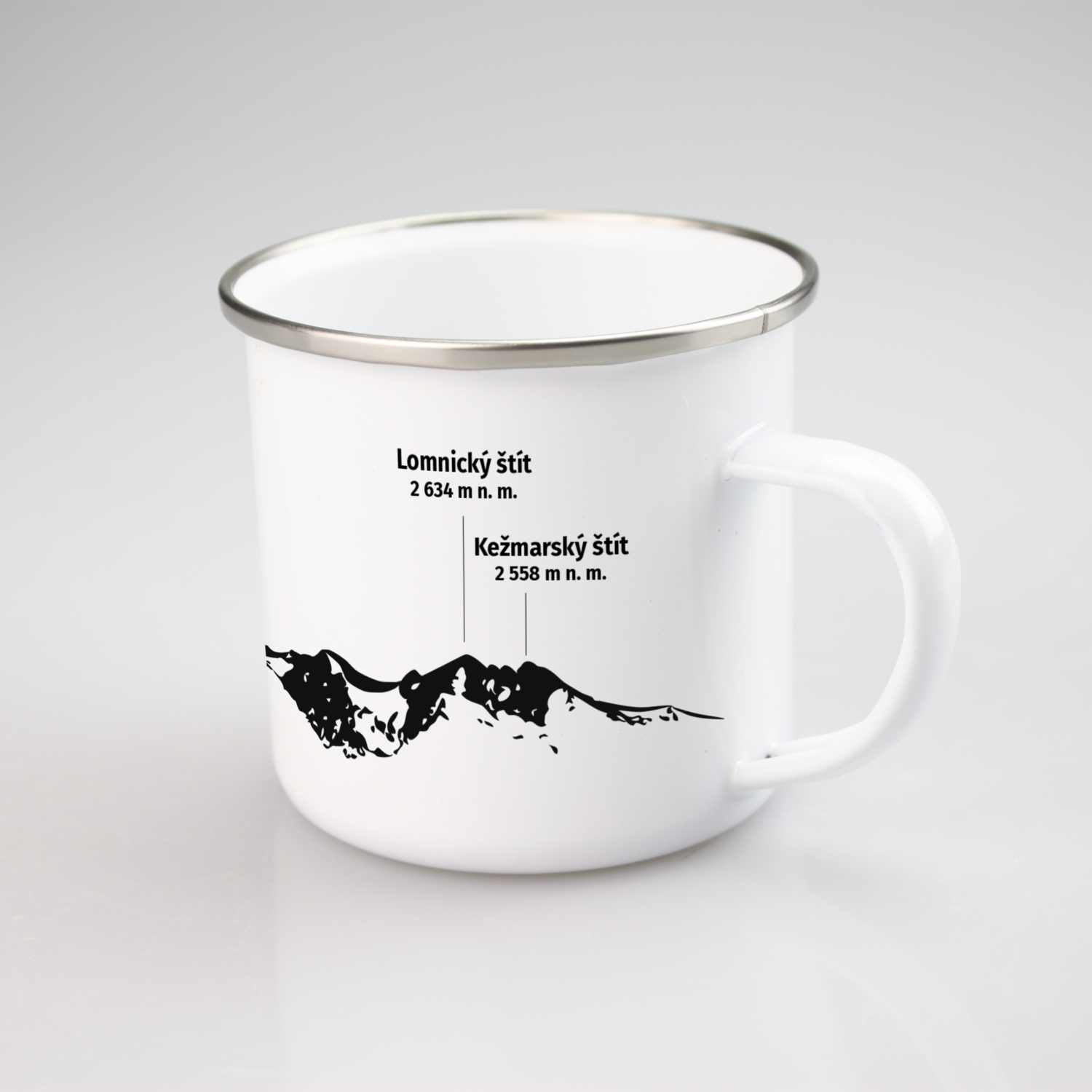 Biely smaltovaný hrnček Tatry 300 ml