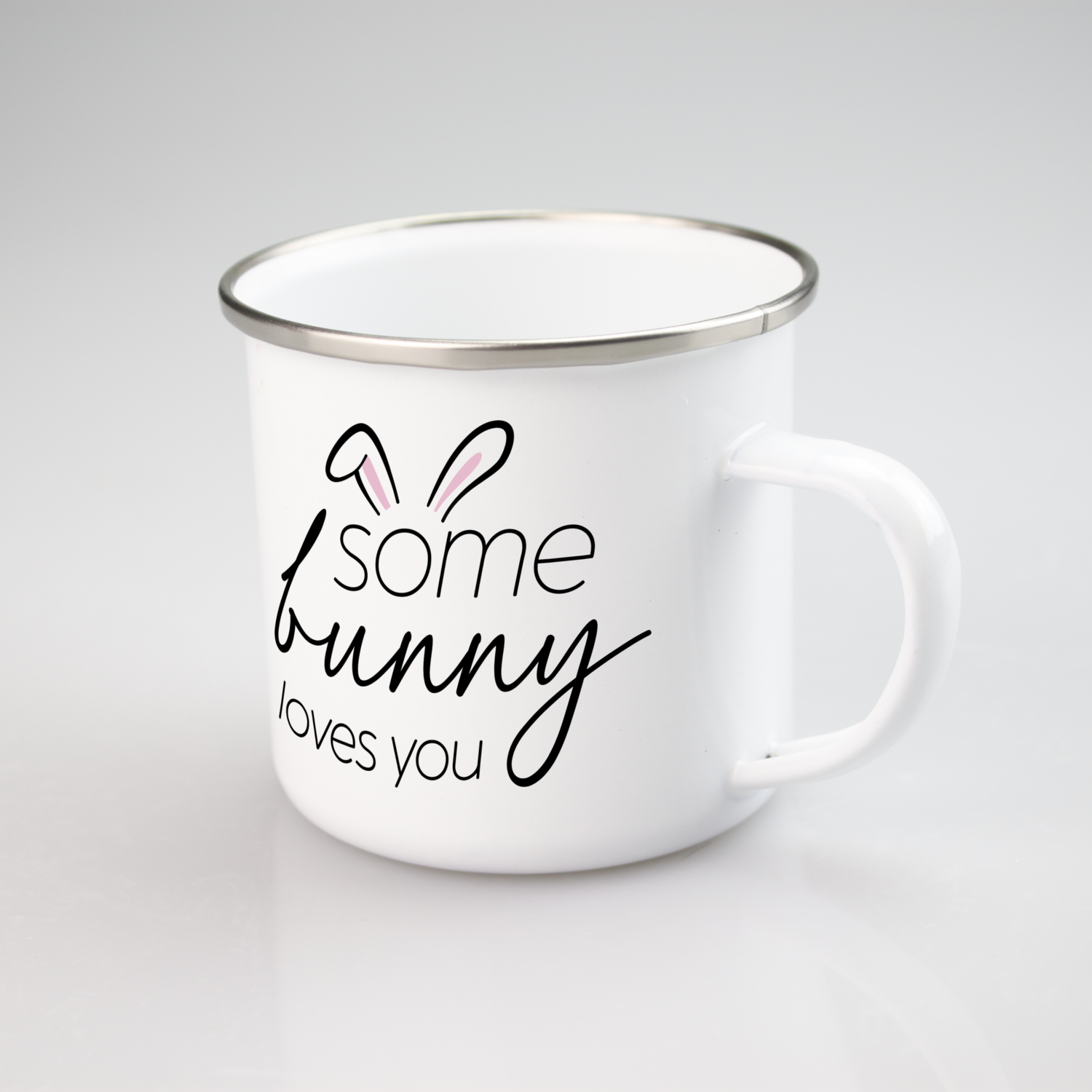 Biely smaltovaný hrnček Somebunny loves you 300 ml